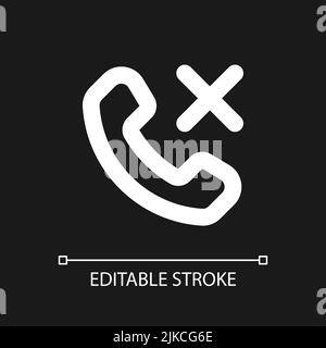 Decline phone call pixel perfect white linear ui icon for dark theme Stock Vector