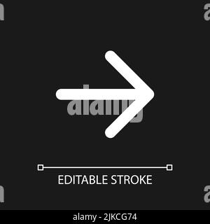 Rightwards arrow pixel perfect white linear ui icon for dark theme Stock Vector