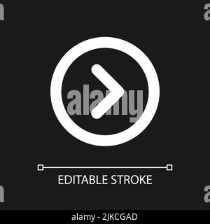 Arrow right button pixel perfect white linear ui icon for dark theme Stock Vector