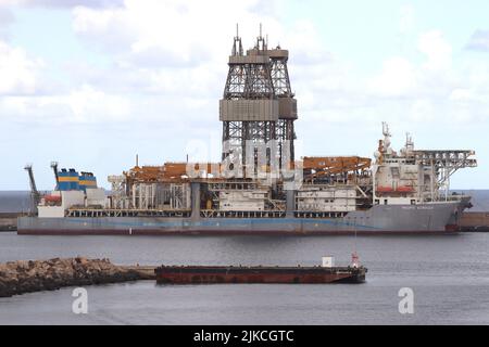 The drilling ship Pacific Scirocco - 60,000 tons - berthed at Las Palmas, Grand Canaria. Stock Photo