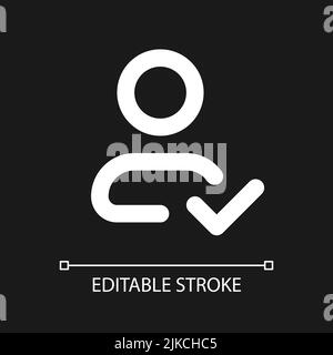 Saving contact pixel perfect white linear ui icon for dark theme Stock Vector