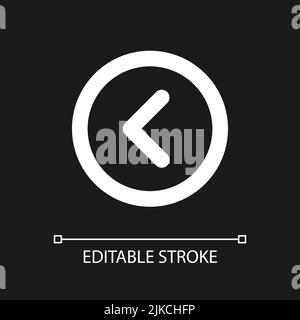 Arrow left button pixel perfect white linear ui icon for dark theme Stock Vector