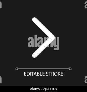 Right arrow pixel perfect white linear ui icon for dark theme Stock Vector