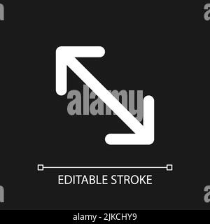Expand pixel perfect white linear ui icon for dark theme Stock Vector