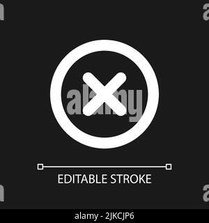 Delete button pixel perfect white linear ui icon for dark theme Stock Vector