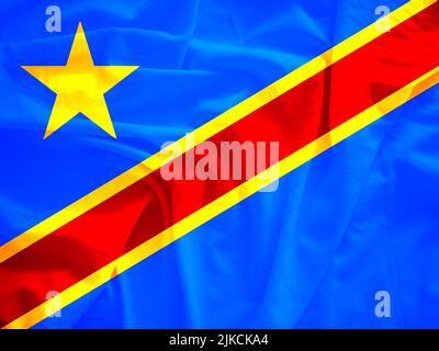 Democratic Republic of the Congo flag with 3d effect Stock Photo