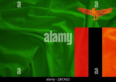 zambia flag with 3d effect Stock Photo