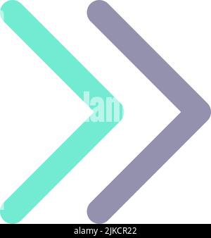 Right double arrow flat color ui icon Stock Vector