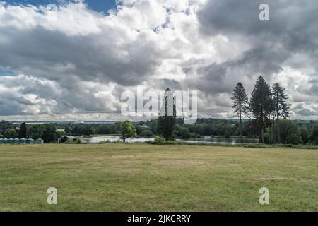 Staffordshire Lakeside long trees and river landscape, Stoke-on-Trent UK. Stock Photo