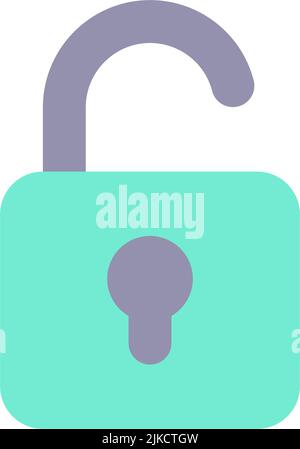 Unlocked padlock flat color ui icon Stock Vector
