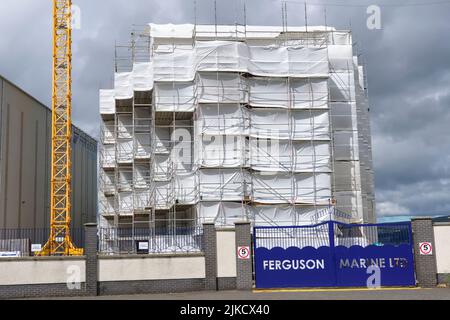 Greenock, Scotland, UK, July 30th 2022, Ferguson Marine shipyard new Calmac ferry under construction Stock Photo