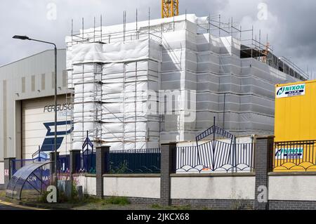 Greenock, Scotland, UK, July 30th 2022, Ferguson Marine shipyard new Calmac ferry under construction Stock Photo