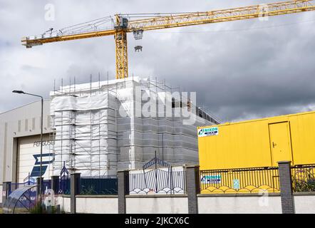 Greenock, Scotland, UK, July 30th 2022, Ferguson Marine shipyard new Calmac ferry under construction Stock Photo