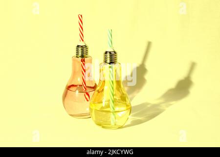 Summery soft drinks in original glasses Stock Photo