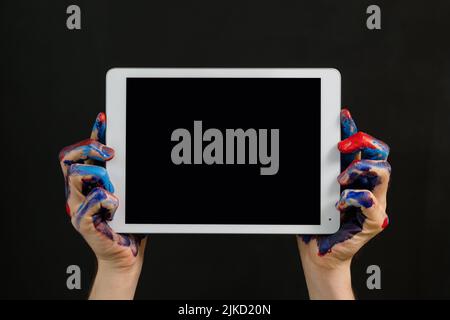 digital art technology artist paint tools tablet Stock Photo
