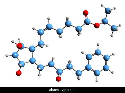 3D image of Latanoprost skeletal formula - molecular chemical structure of  ocular hypertension medication isolated on white background Stock Photo