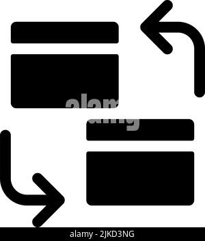 Intra bank transfer black glyph ui icon Stock Vector