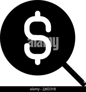 Search for best currency exchange rate black glyph ui icon Stock Vector