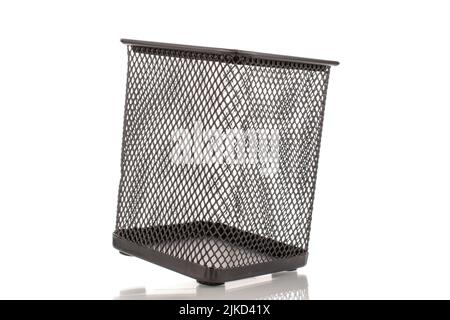 One office container for pencils, close-up, isolated on a white background. Stock Photo
