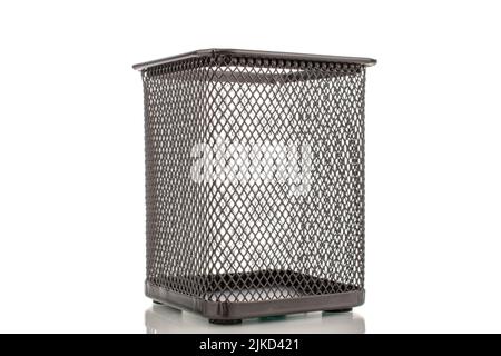 One office container for pencils, close-up, isolated on a white background. Stock Photo