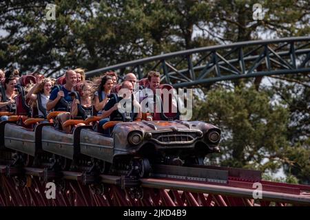 The Alton Towers Intamin Rocket , Also Know as RITA , In the Dark Forrest Area of Alton Towers Theme Park and Hotel  Staffordshire England Stock Photo