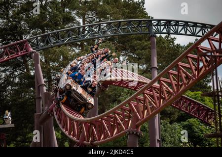 The Alton Towers Intamin Rocket , Also Know as RITA , In the Dark Forrest Area of Alton Towers Theme Park and Hotel  Staffordshire England Stock Photo