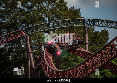 The Alton Towers Intamin Rocket , Also Know as RITA , In the Dark Forrest Area of Alton Towers Theme Park and Hotel  Staffordshire England Stock Photo