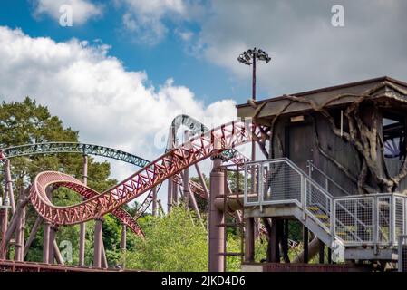 The Alton Towers Intamin Rocket , Also Know as RITA , In the Dark Forrest Area of Alton Towers Theme Park and Hotel  Staffordshire England Stock Photo