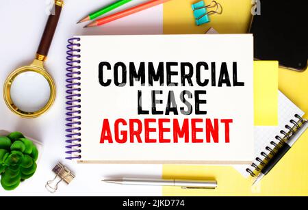 Paper with Commercial Lease on a table Stock Photo