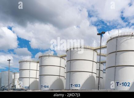 HES Botlek Tank Terminal, tank logistics for various petroleum products, such as petrol, paraffin, diesel, biodiesel, Rotterdam, Netherlands, Stock Photo