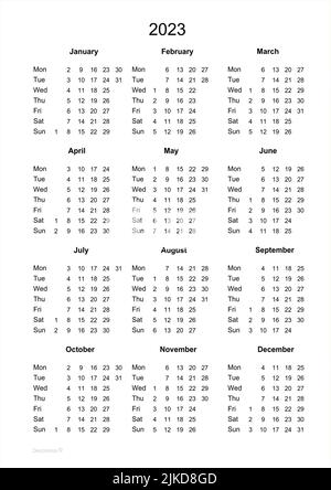 Calendar 2023. Printable calendar for 2023. monday start. Minimalist style.