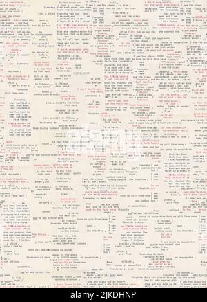 Kind of collage made from a page of old typewriter writing. Was once typed when copiers were not widely available Stock Photo
