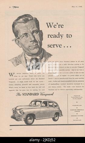 The Standard Vanguard classic car old vintage advertisement from a UK car magazine Stock Photo