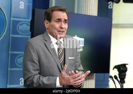Washington, United States. 01st Aug, 2022. National Security Council Strategic Communications Coordinator John Kirby speaks during a press briefing at the White House in Washington on Monday, August 1, 2022. Photo by Yuri Gripas/UPI Credit: UPI/Alamy Live News