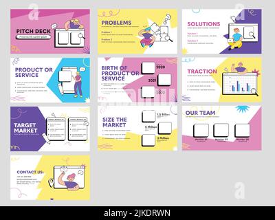 Presentation Pitch Deck Template Or Brochure Guide Slide Collection For Business Report Or Corporate Sector. Stock Vector