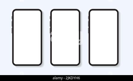 Modern Smartphone With Buttons Mockup Illustration Set For Social Media Advertisement Stock Vector