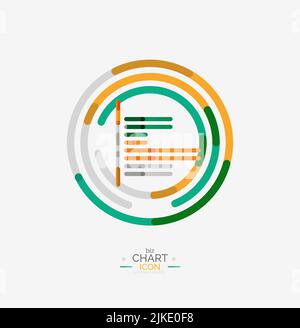 Line graph, chart icon, minimal geometric design Stock Vector