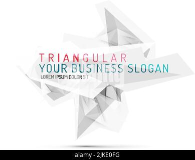 3d triangular poly shape, abstract background. Mosaic design template with triangles, shadows and transparent elements Stock Vector