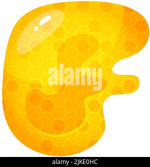 Honey sweet font. Liquid honey cartoon alphabet, Yellow honeycomb vector font. Single letter. Stock Vector