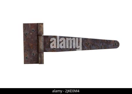 rusty metal door hinge. Door hinge isolated on white background Stock Photo