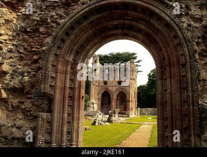 Scottish ruin, abbey ruin, Ruins of Dryburgh Abbey, a Premonstratensian monastery in the Scottish Borders, Dryburgh, St Boswells, Scotland, UK Stock Photo