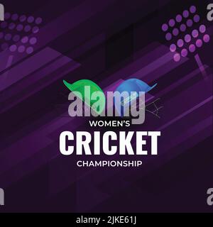 Women's Cricket Championship Concept With Participating Countries Helmets On Abstract Purple Background. Stock Vector