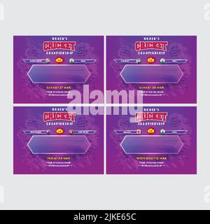 Women's Cricket Match Social Media Poster Design With Participating Countries Team And Empty Transparent Glass Screen In Four Options. Stock Vector