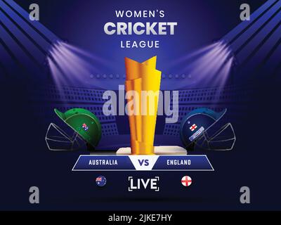 Women's Cricket Match Between Australia VS England With 3D Flag Shields And  Batter Players Character On Stadium View Background Stock Vector Image &  Art - Alamy