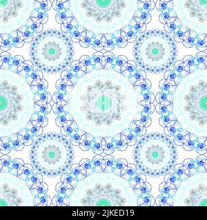 Repeating pattern mandala circles large and small with floral outline on circle and soft interior pattern. Stock Photo