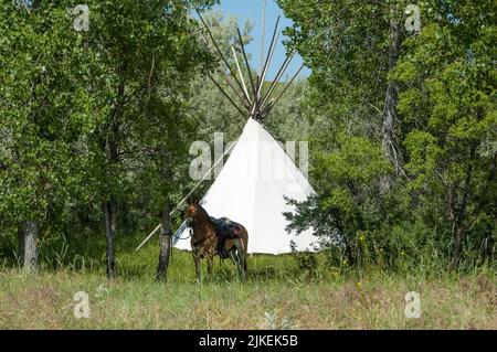 Set up on the Crow Indian Reservation, Crow Agency Montana Stock Photo