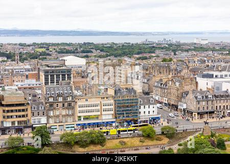 Edinburgh cityscape viewed from Edinburgh Castle, views of edinburgh new town,Princes street and towards Fife,Scotland,UK,summer 2022 Stock Photo