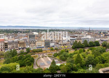 Edinburgh city centre viewed from Edinburgh castle on a summers day 2022, Edinburgh cityscape and skyline,Scotland,Uk Stock Photo
