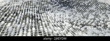 Abstract network background. White Cube particle and lines connection. Crypto currency, big data, blockchain and digital technology. 3D Render Stock Photo