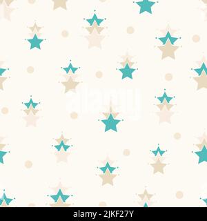 Vector green brown confetti stars isolated on white abstract repeat pattern background Stock Vector